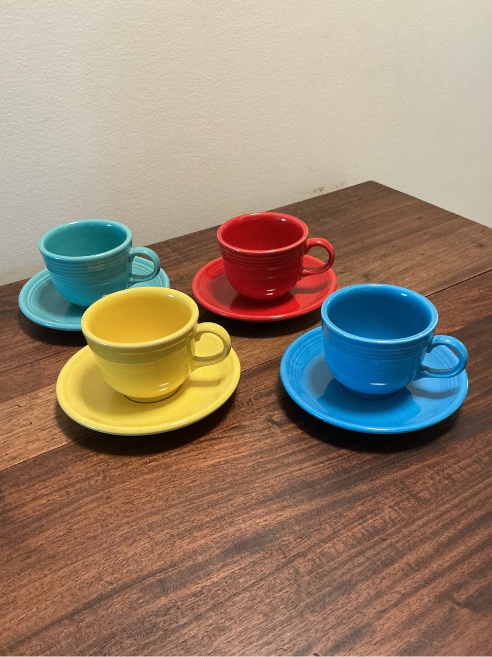 Fiesta Cups and Saucers Set of 4